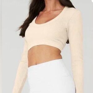 ALO Yoga Seamless Ribbed Long Sleeve Crop Top